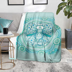 Aussie Nurse Blanket Turquoise Stethoscope Coquette Bow Aboriginal Dot Art