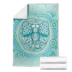 Aussie Nurse Blanket Turquoise Stethoscope Coquette Bow Aboriginal Dot Art