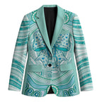 Aussie Nurse Personalised Blazer Turquoise Stethoscope Coquette Bow Aboriginal Dot Art