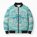 Aussie Nurse Personalised Bomber Puffer Jacket Turquoise Stethoscope Coquette Bow Aboriginal Dot Art