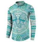 Aussie Nurse Personalised Button Sweatshirt Turquoise Stethoscope Coquette Bow Aboriginal Dot Art
