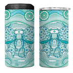 Aussie Nurse Personalised 4 in 1 Can Cooler Tumbler Turquoise Stethoscope Coquette Bow Aboriginal Dot Art