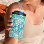 Aussie Nurse Personalised 4 in 1 Can Cooler Tumbler Turquoise Stethoscope Coquette Bow Aboriginal Dot Art