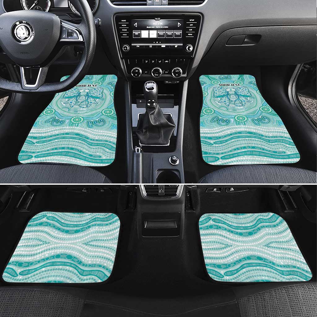 Aussie Nurse Personalised Car Mats Turquoise Stethoscope Coquette Bow Aboriginal Dot Art
