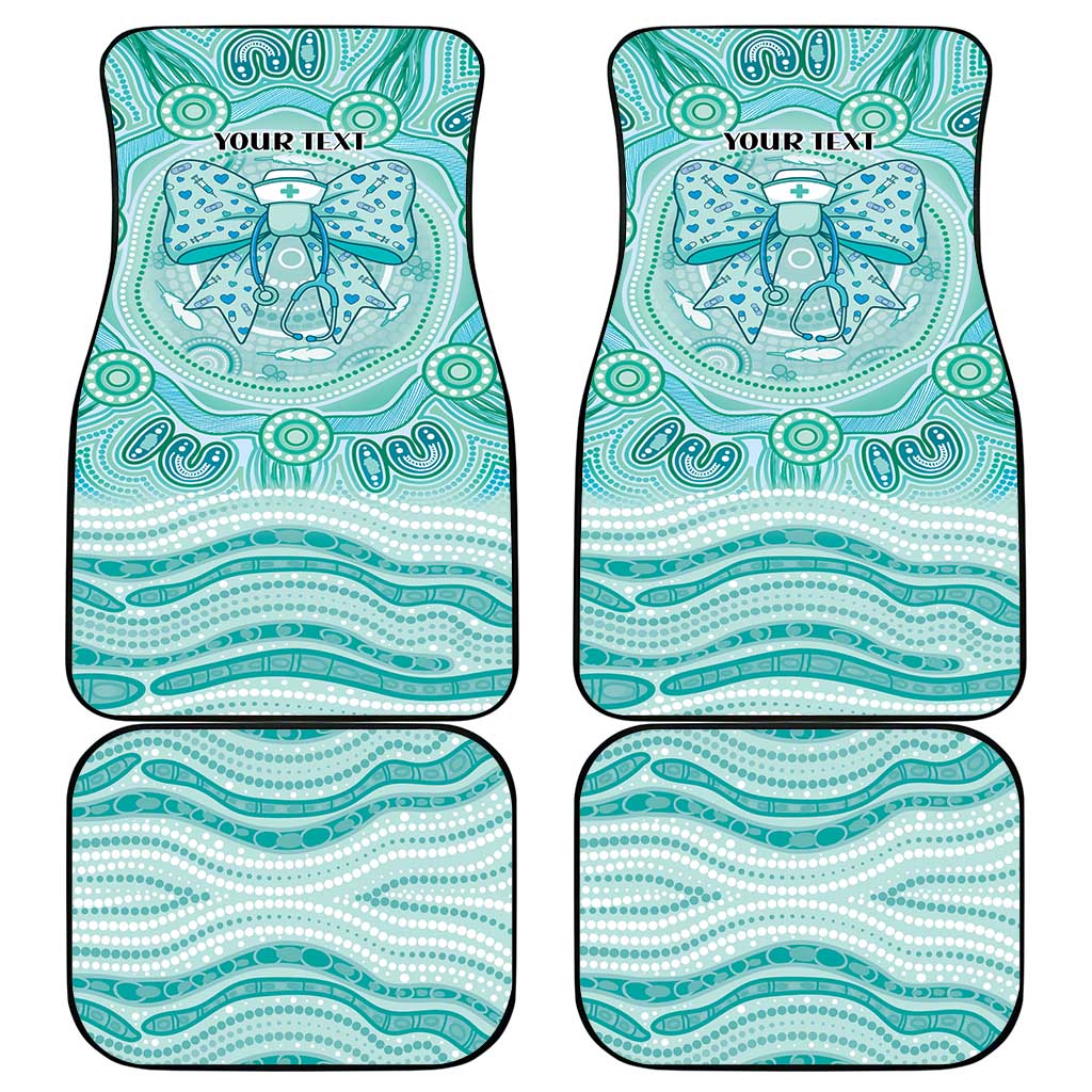 Aussie Nurse Personalised Car Mats Turquoise Stethoscope Coquette Bow Aboriginal Dot Art