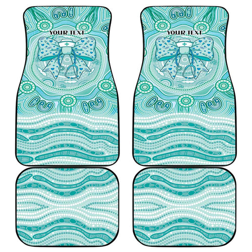 Aussie Nurse Personalised Car Mats Turquoise Stethoscope Coquette Bow Aboriginal Dot Art