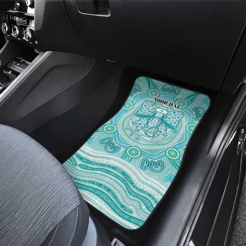 Aussie Nurse Personalised Car Mats Turquoise Stethoscope Coquette Bow Aboriginal Dot Art