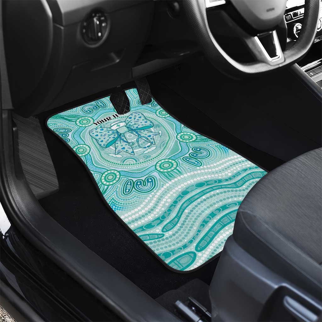 Aussie Nurse Personalised Car Mats Turquoise Stethoscope Coquette Bow Aboriginal Dot Art