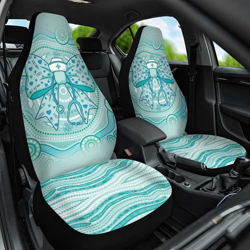 Aussie Nurse Car Seat Cover Turquoise Stethoscope Coquette Bow Aboriginal Dot Art