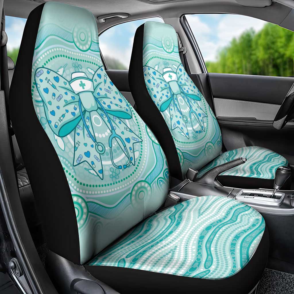 Aussie Nurse Car Seat Cover Turquoise Stethoscope Coquette Bow Aboriginal Dot Art