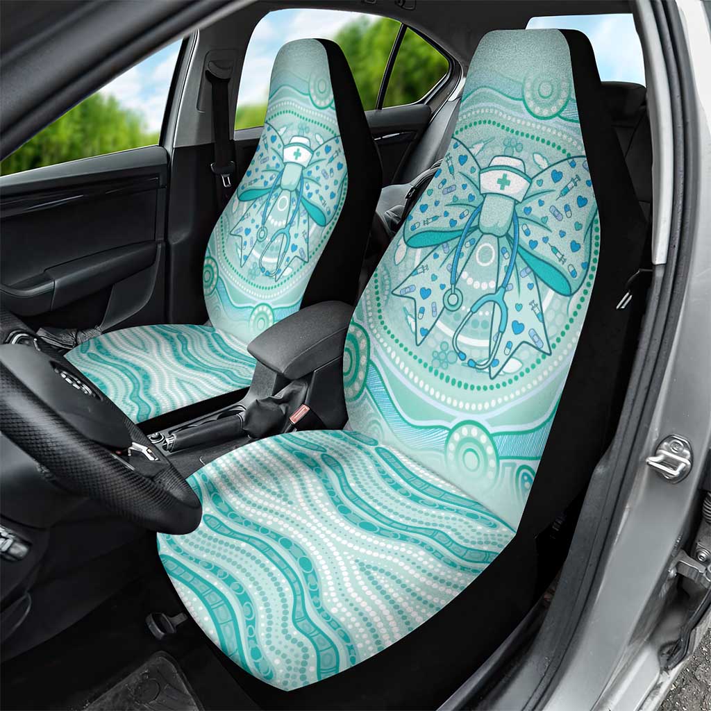 Aussie Nurse Car Seat Cover Turquoise Stethoscope Coquette Bow Aboriginal Dot Art