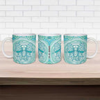 Aussie Nurse Personalised Ceramic Mug Turquoise Stethoscope Coquette Bow Aboriginal Dot Art
