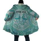 Aussie Nurse Personalised Cloak Turquoise Stethoscope Coquette Bow Aboriginal Dot Art