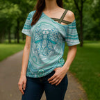 Aussie Nurse Personalised Cross Shoulder Shirt Turquoise Stethoscope Coquette Bow Aboriginal Dot Art