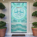 Aussie Nurse Personalised Door Cover Turquoise Stethoscope Coquette Bow Aboriginal Dot Art