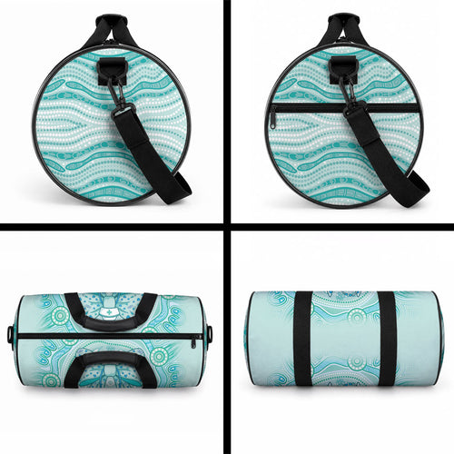 Aussie Nurse Duffle Bag Turquoise Stethoscope Coquette Bow Aboriginal Dot Art