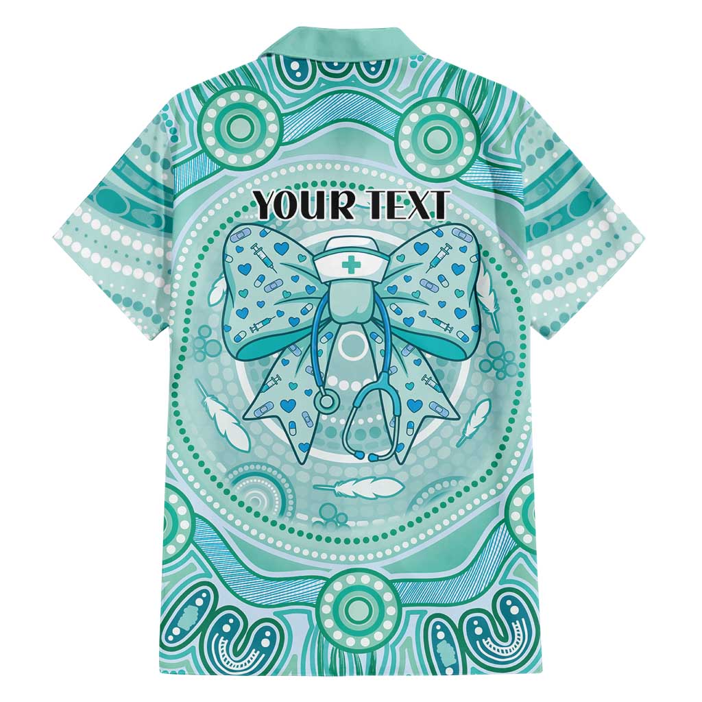 Aussie Nurse Personalised Family Matching Mermaid Dress and Hawaiian Shirt Turquoise Stethoscope Coquette Bow Aboriginal Dot Art