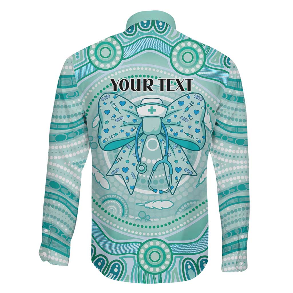Aussie Nurse Personalised Family Matching Mermaid Dress and Hawaiian Shirt Turquoise Stethoscope Coquette Bow Aboriginal Dot Art