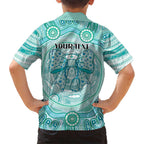 Aussie Nurse Personalised Family Matching Off The Shoulder Long Sleeve Dress and Hawaiian Shirt Turquoise Stethoscope Coquette Bow Aboriginal Dot Art
