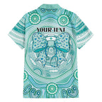 Aussie Nurse Personalised Family Matching Puletasi and Hawaiian Shirt Turquoise Stethoscope Coquette Bow Aboriginal Dot Art
