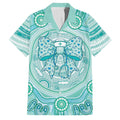 Aussie Nurse Personalised Family Matching Short Sleeve Bodycon Dress and Hawaiian Shirt Turquoise Stethoscope Coquette Bow Aboriginal Dot Art