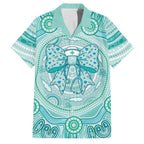 Aussie Nurse Personalised Family Matching Short Sleeve Bodycon Dress and Hawaiian Shirt Turquoise Stethoscope Coquette Bow Aboriginal Dot Art