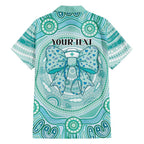 Aussie Nurse Personalised Family Matching Tank Maxi Dress and Hawaiian Shirt Turquoise Stethoscope Coquette Bow Aboriginal Dot Art