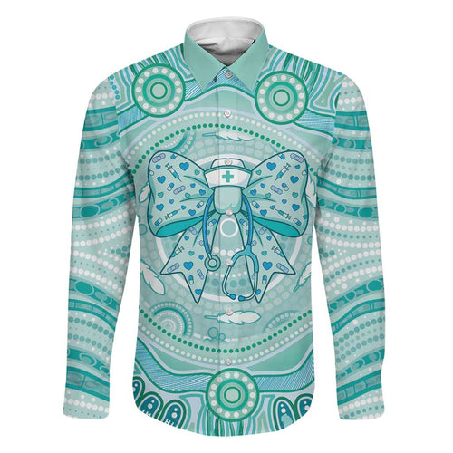 Aussie Nurse Personalised Family Matching Tank Maxi Dress and Hawaiian Shirt Turquoise Stethoscope Coquette Bow Aboriginal Dot Art