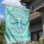 Aussie Nurse Garden Flag Turquoise Stethoscope Coquette Bow Aboriginal Dot Art