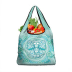 Aussie Nurse Grocery Bag Turquoise Stethoscope Coquette Bow Aboriginal Dot Art