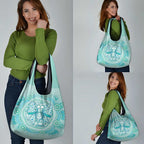 Aussie Nurse Grocery Bag Turquoise Stethoscope Coquette Bow Aboriginal Dot Art