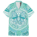 Aussie Nurse Personalised Hawaiian Shirt Turquoise Stethoscope Coquette Bow Aboriginal Dot Art