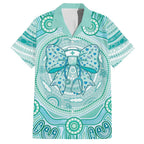 Aussie Nurse Personalised Hawaiian Shirt Turquoise Stethoscope Coquette Bow Aboriginal Dot Art