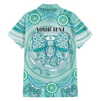 Aussie Nurse Personalised Hawaiian Shirt Turquoise Stethoscope Coquette Bow Aboriginal Dot Art