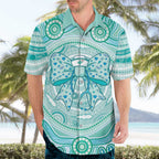 Aussie Nurse Personalised Hawaiian Shirt Turquoise Stethoscope Coquette Bow Aboriginal Dot Art