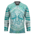 Aussie Nurse Personalised Hockey Jersey Turquoise Stethoscope Coquette Bow Aboriginal Dot Art