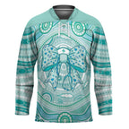 Aussie Nurse Personalised Hockey Jersey Turquoise Stethoscope Coquette Bow Aboriginal Dot Art