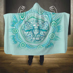 Aussie Nurse Hooded Blanket Turquoise Stethoscope Coquette Bow Aboriginal Dot Art