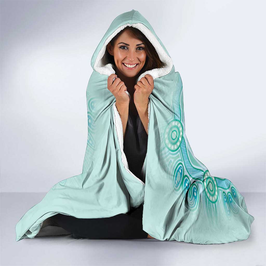 Aussie Nurse Hooded Blanket Turquoise Stethoscope Coquette Bow Aboriginal Dot Art