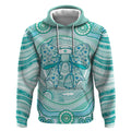 Aussie Nurse Personalised Hoodie Turquoise Stethoscope Coquette Bow Aboriginal Dot Art