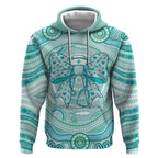 Aussie Nurse Personalised Hoodie Turquoise Stethoscope Coquette Bow Aboriginal Dot Art