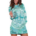 Aussie Nurse Personalised Hoodie Dress Turquoise Stethoscope Coquette Bow Aboriginal Dot Art