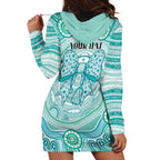 Aussie Nurse Personalised Hoodie Dress Turquoise Stethoscope Coquette Bow Aboriginal Dot Art