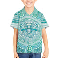 Aussie Nurse Personalised Kid Hawaiian Shirt Turquoise Stethoscope Coquette Bow Aboriginal Dot Art