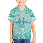 Aussie Nurse Personalised Kid Hawaiian Shirt Turquoise Stethoscope Coquette Bow Aboriginal Dot Art