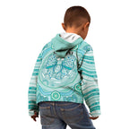 Aussie Nurse Personalised Kid Hoodie Turquoise Stethoscope Coquette Bow Aboriginal Dot Art