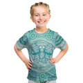 Aussie Nurse Personalised Kid T Shirt Turquoise Stethoscope Coquette Bow Aboriginal Dot Art