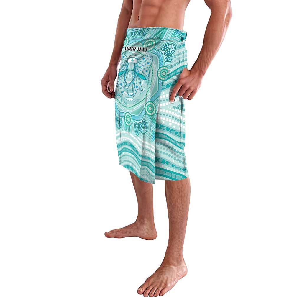 Aussie Nurse Personalised Lavalava Turquoise Stethoscope Coquette Bow Aboriginal Dot Art
