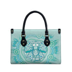 Aussie Nurse Leather Bag Turquoise Stethoscope Coquette Bow Aboriginal Dot Art