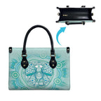 Aussie Nurse Leather Bag Turquoise Stethoscope Coquette Bow Aboriginal Dot Art